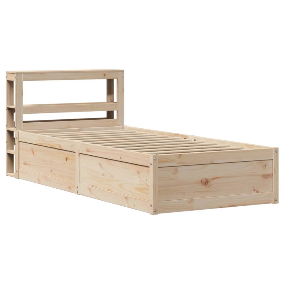 Estructura de cama con cabecero madera maciza de pino 90x200