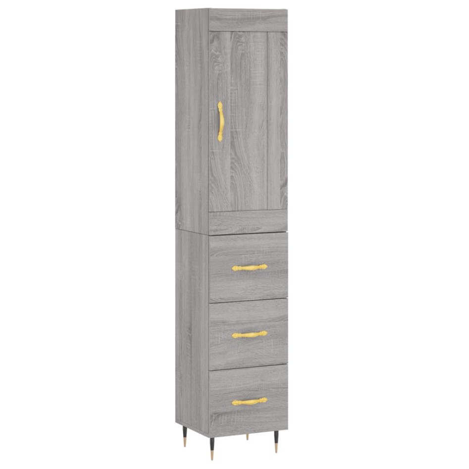 Aparador alto madera contrachapada gris Sonoma 34,5x34x180