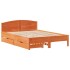 Cama sin colchón madera maciza de pino marrón cera 120x200