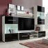 Vitrina de pared de TV iluminación LED 4 pzas negro alto