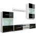 Vitrina de pared de TV iluminación LED 4 pzas negro alto