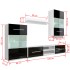 Vitrina de pared de TV iluminación LED 4 pzas negro alto