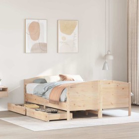 Estructura de cama sin colchón madera maciza de pino 135x190