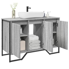 Armario lavabo baño madera ingeniería gris Sonoma 91x35x60