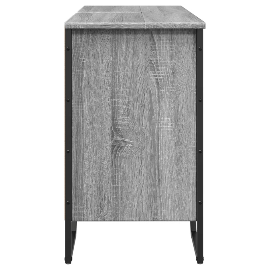 Armario lavabo baño madera ingeniería gris Sonoma 91x35x60