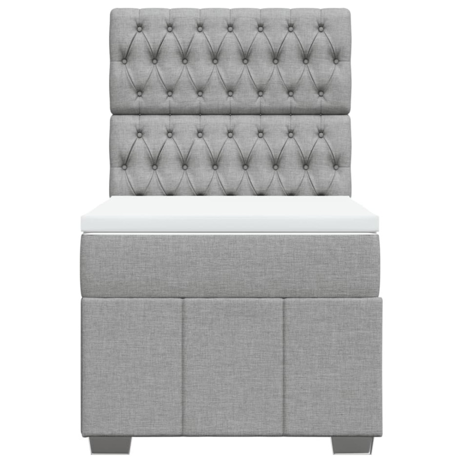 Cama box spring con colchón tela gris claro 80x200