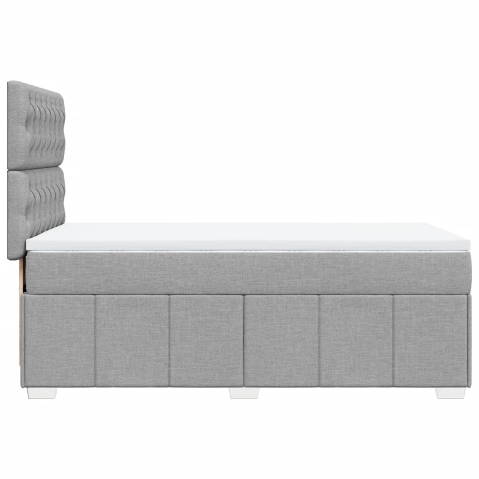 Cama box spring con colchón tela gris claro 80x200