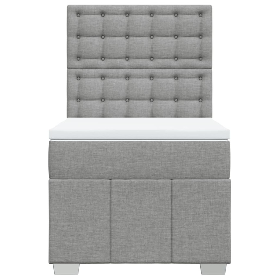 Cama box spring con colchón tela gris claro 80x200