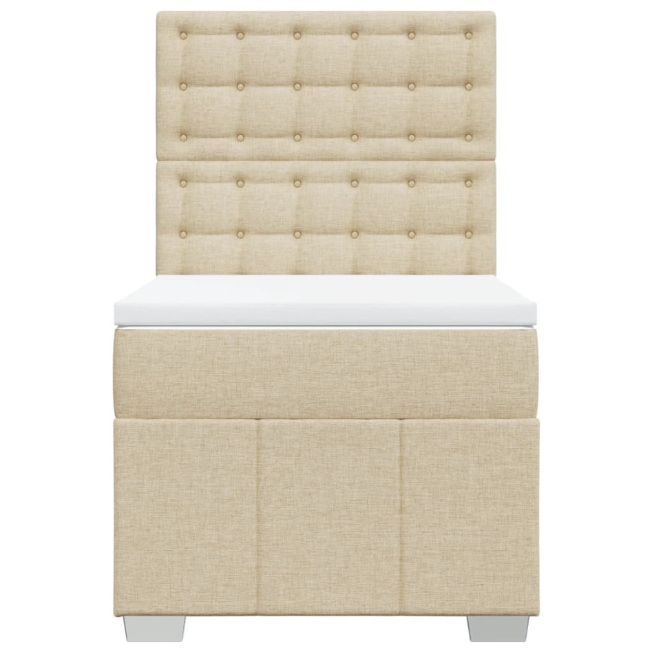 Cama box spring con colchón tela color crema 80x200