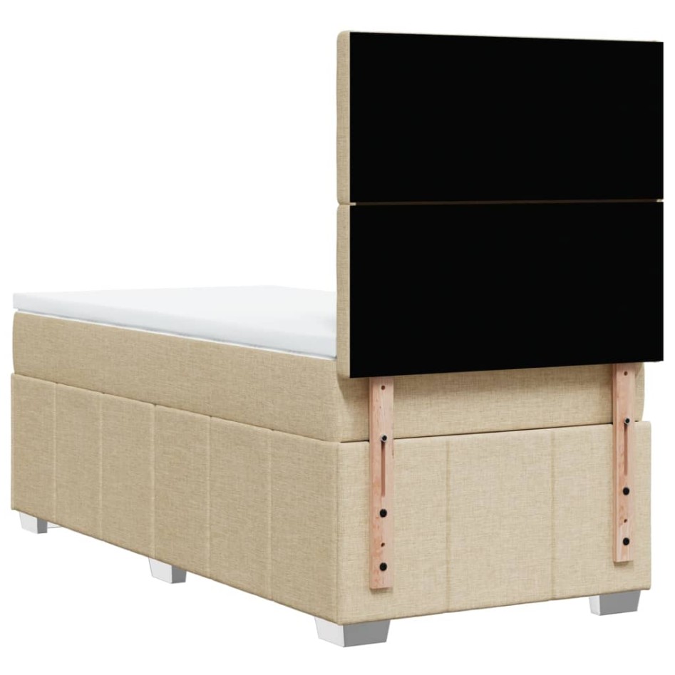 Cama box spring con colchón tela color crema 80x200