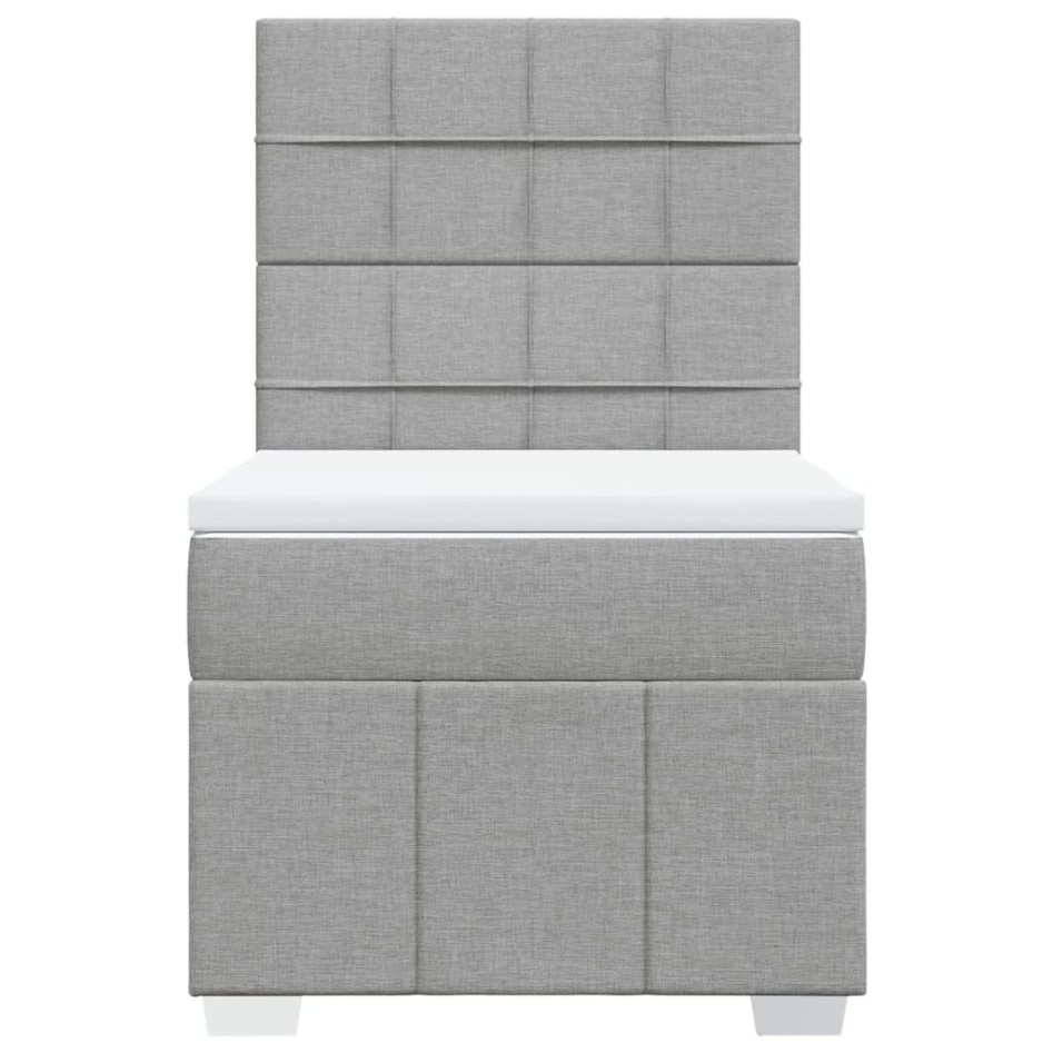 Cama box spring con colchón tela gris claro 90x190