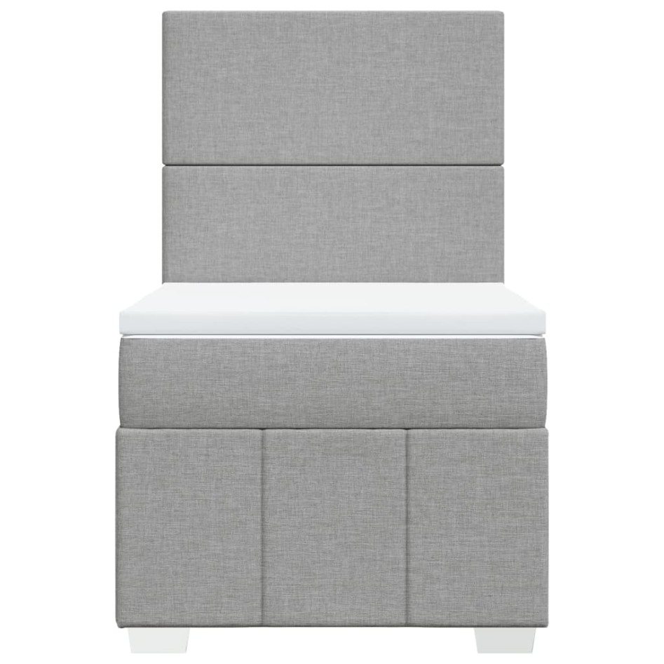 Cama box spring con colchón tela gris claro 90x190