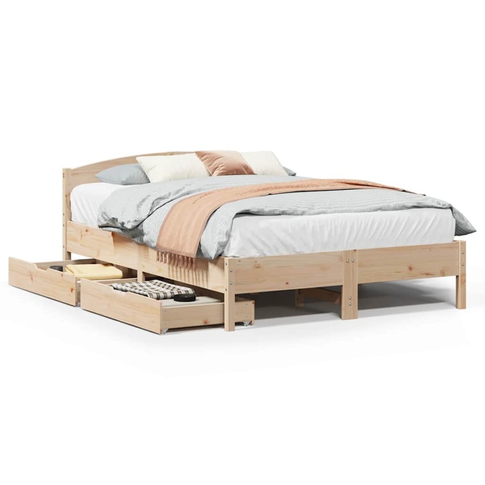 Estructura de cama sin colchón madera maciza de pino 120x190