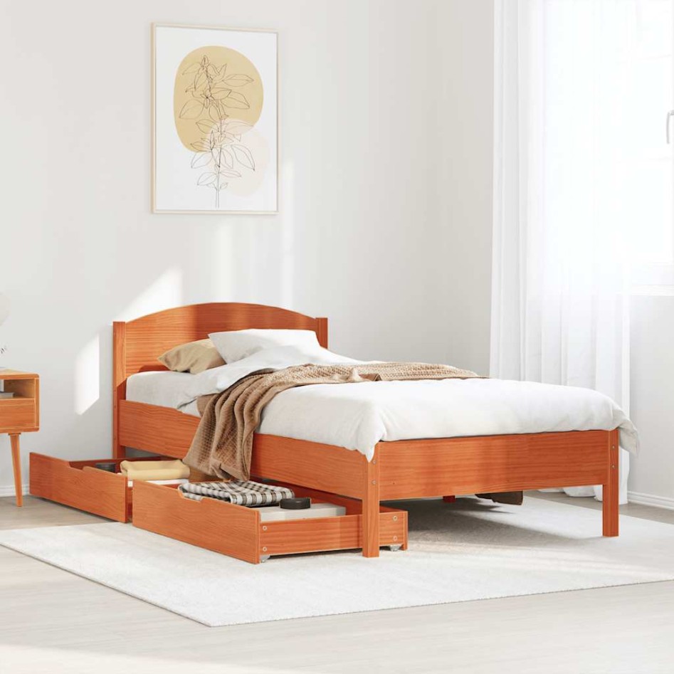 Estructura de cama sin colchón madera de pino marrón 90x200