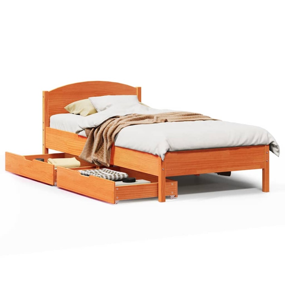 Estructura de cama sin colchón madera de pino marrón 90x200