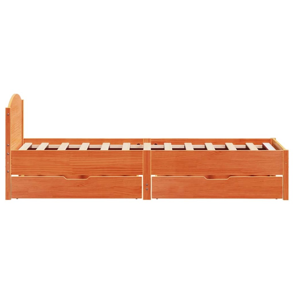 Estructura de cama sin colchón madera de pino marrón 90x200