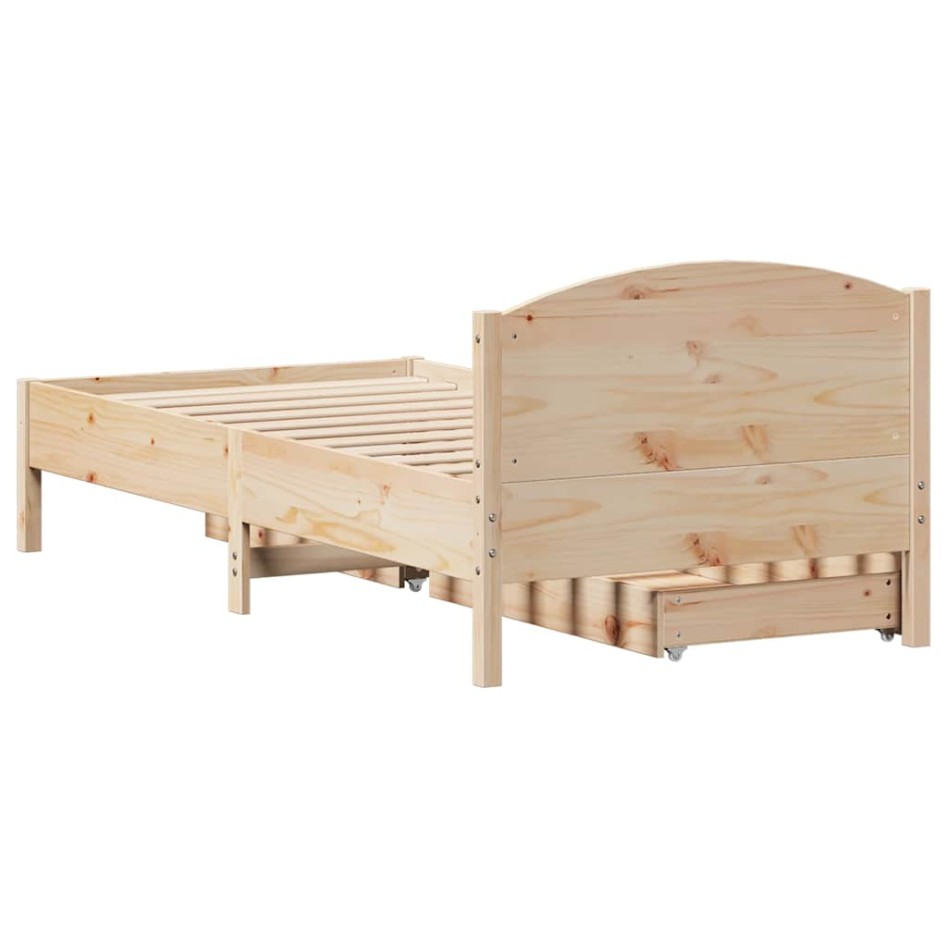 Estructura de cama sin colchón madera maciza pino 75x190
