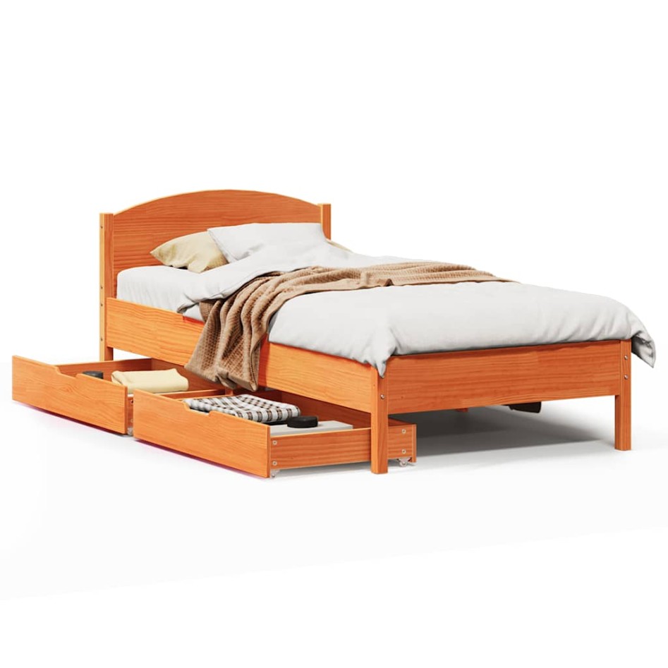 Estructura de cama sin colchón madera maciza marrón 75x190