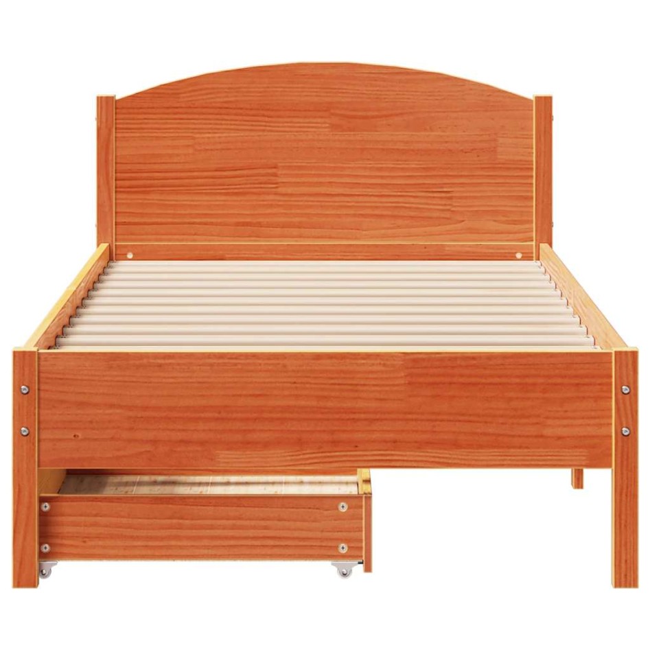 Estructura de cama sin colchón madera maciza marrón 75x190