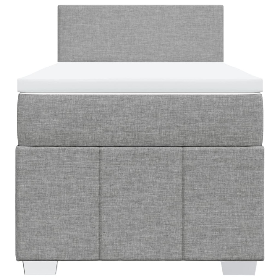 Cama box spring con colchón tela gris claro 80x200