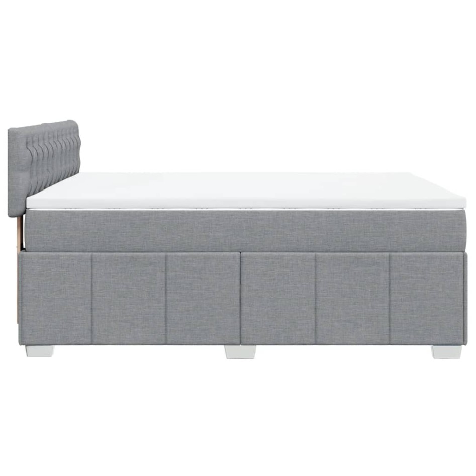 Cama box spring con colchón tela gris claro 140x200