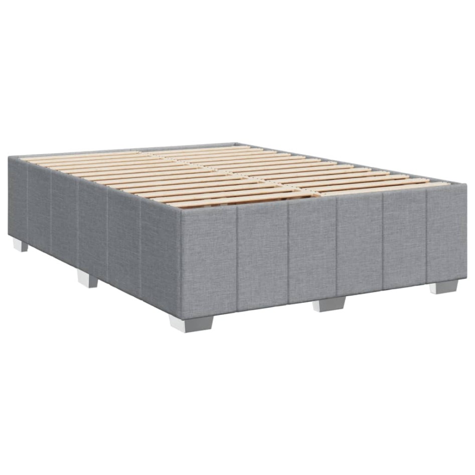 Cama box spring con colchón tela gris claro 140x200