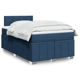 Cama box spring con colchón tela azul 120x190