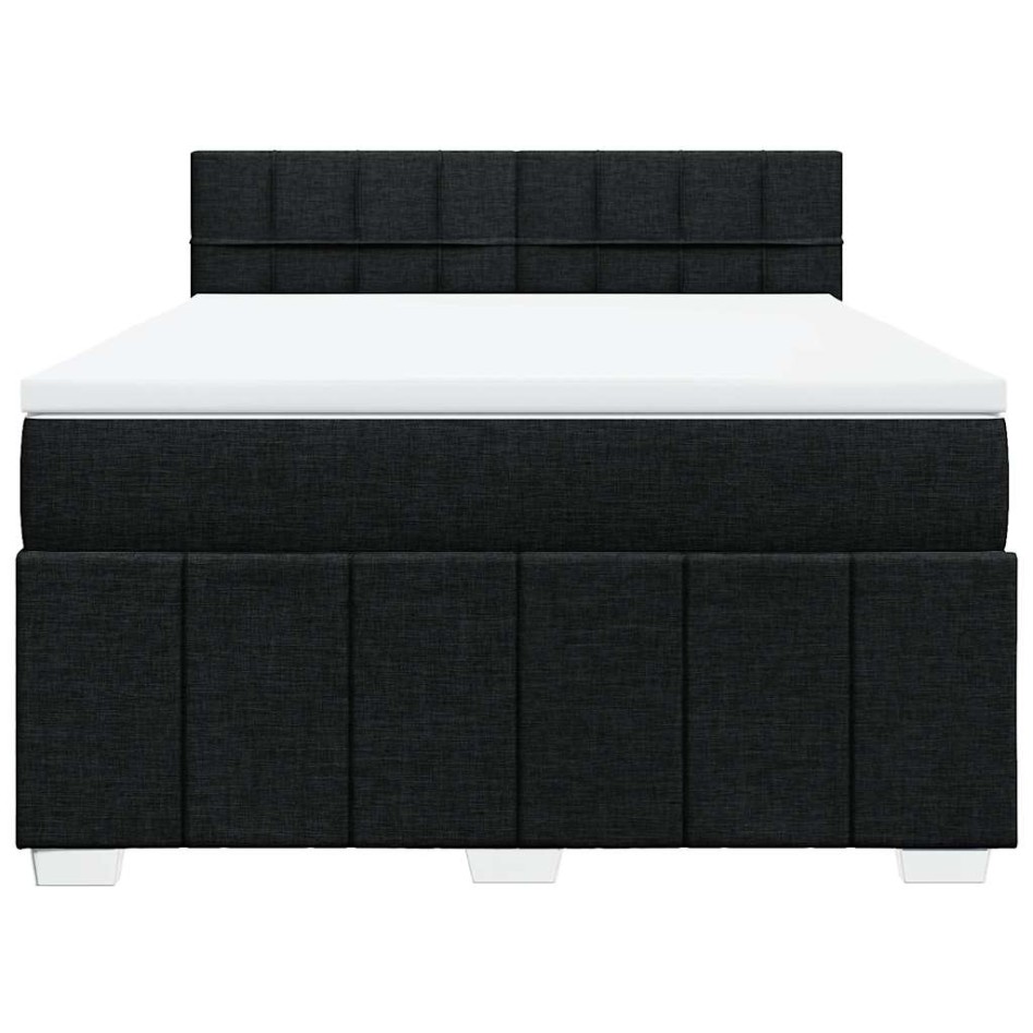 Cama box spring con colchón tela negro 140x200