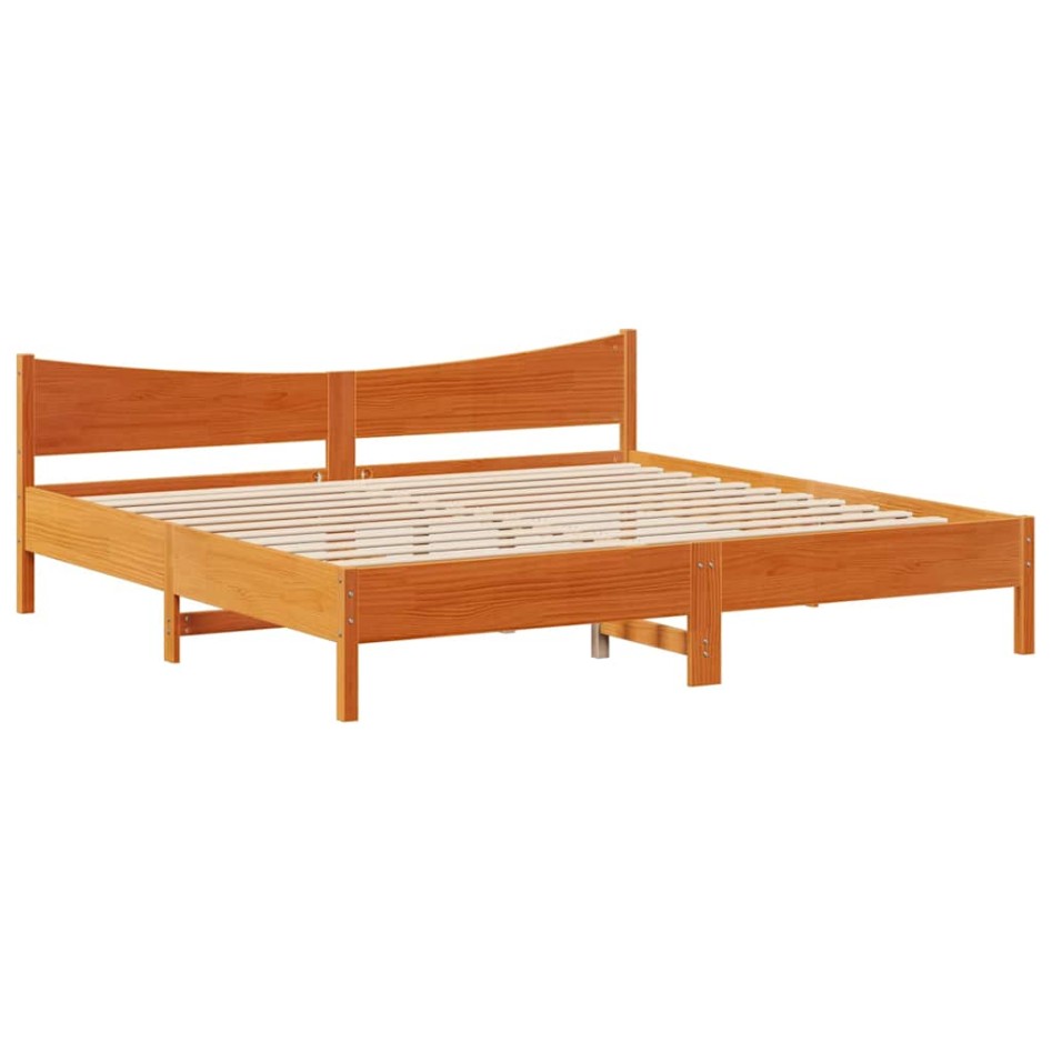 Estructura de cama cajones madera pino marrón cera 180x200