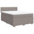 Cama box spring con colchón tela gris taupe 140x200