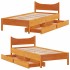 Estructura cama con cajones madera maciza pino marrón 90x200