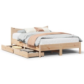 Estructura de cama con cajones madera maciza pino 120x190