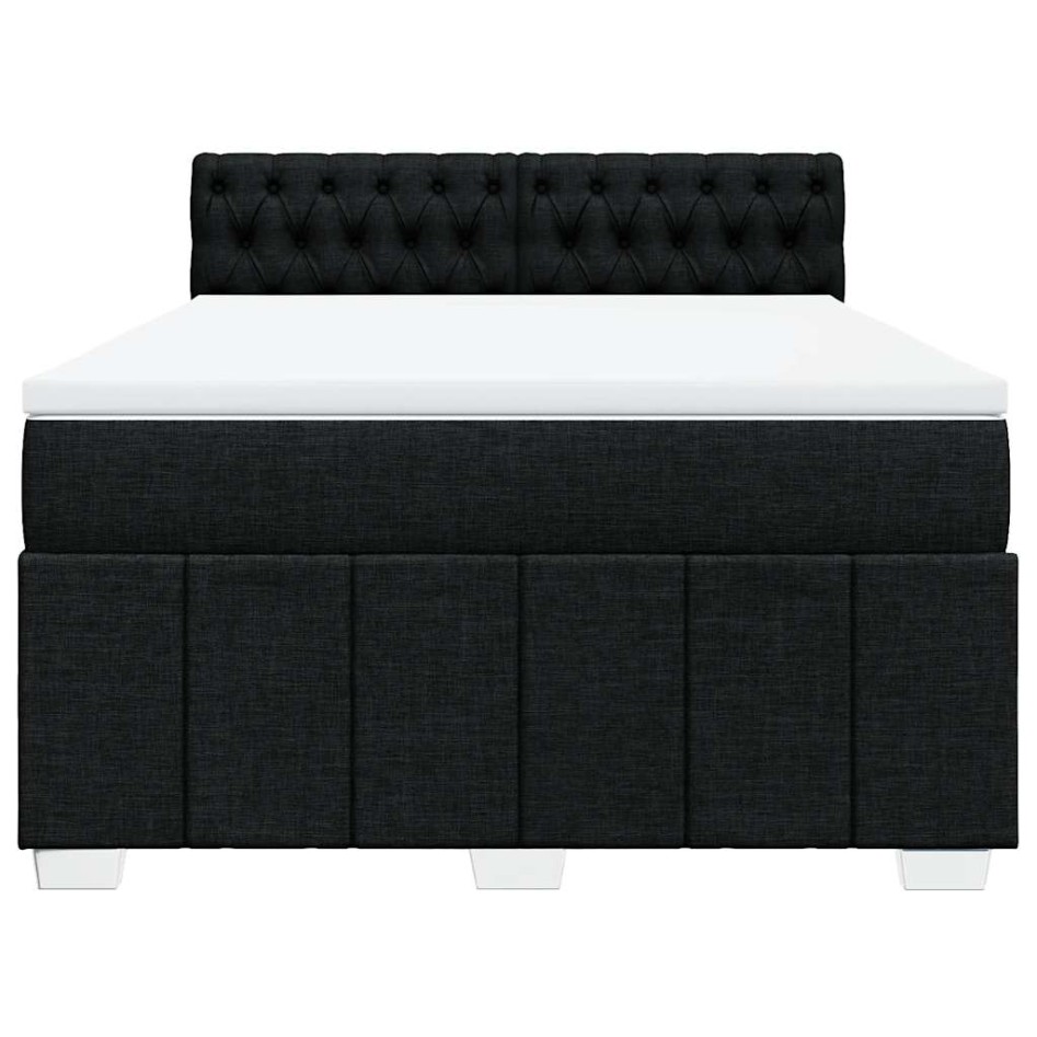 Cama box spring con colchón tela negro 140x200
