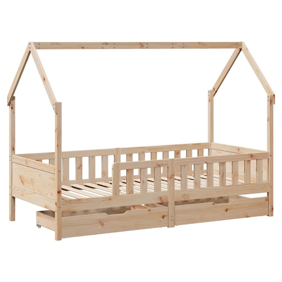 Estructura de cama infantil con cajones madera pino 90x190