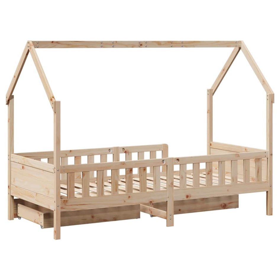 Estructura de cama infantil con cajones madera pino 90x190