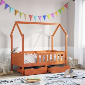 Estructura de cama para niños con cajones madera pino 70x140