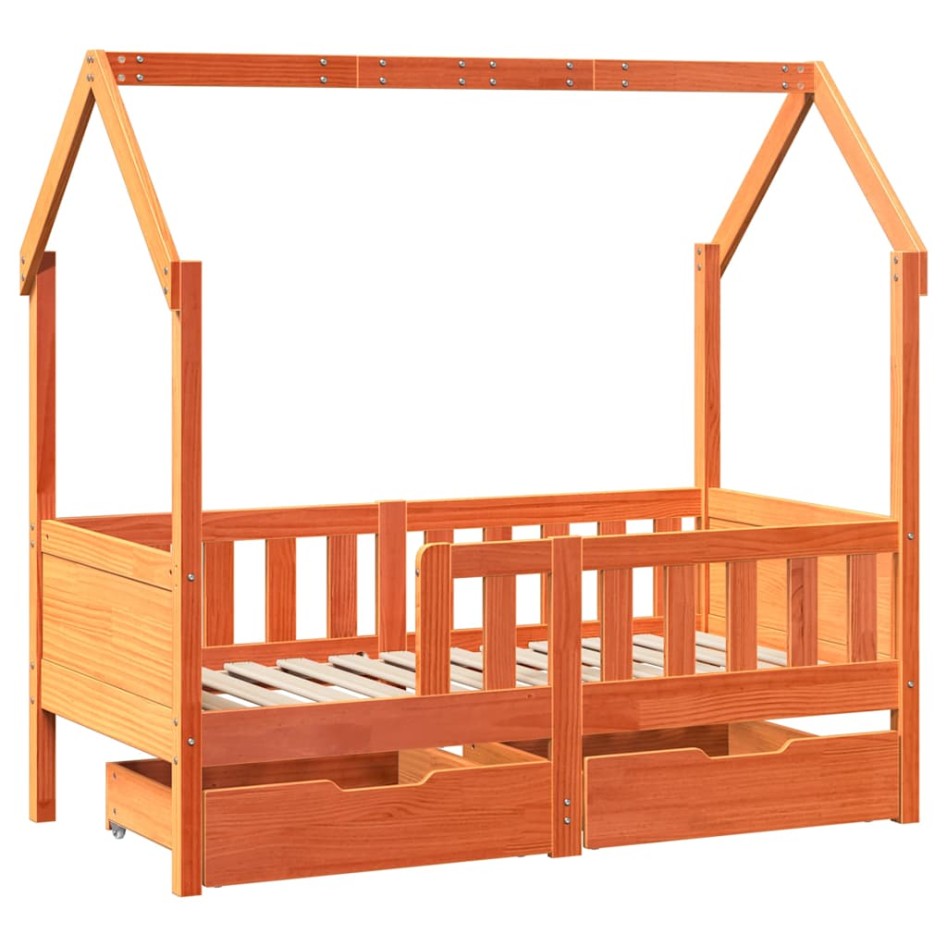 Estructura de cama para niños con cajones madera pino 70x140