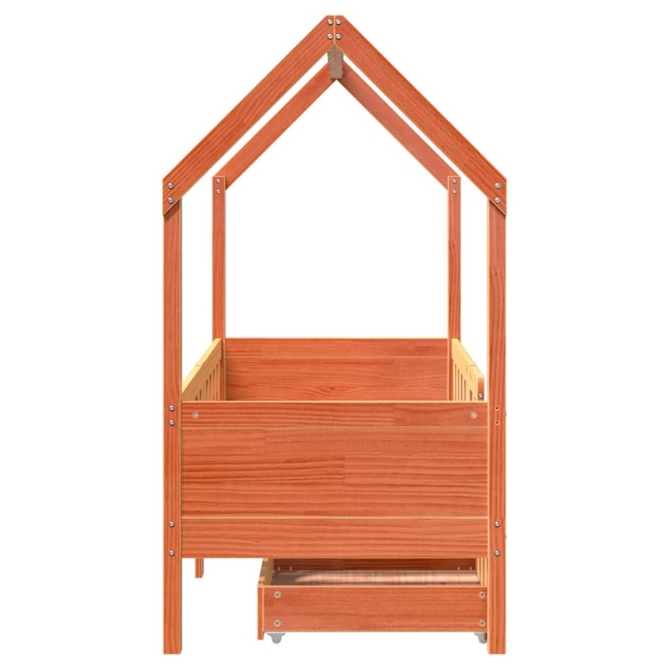 Estructura de cama para niños con cajones madera pino 70x140
