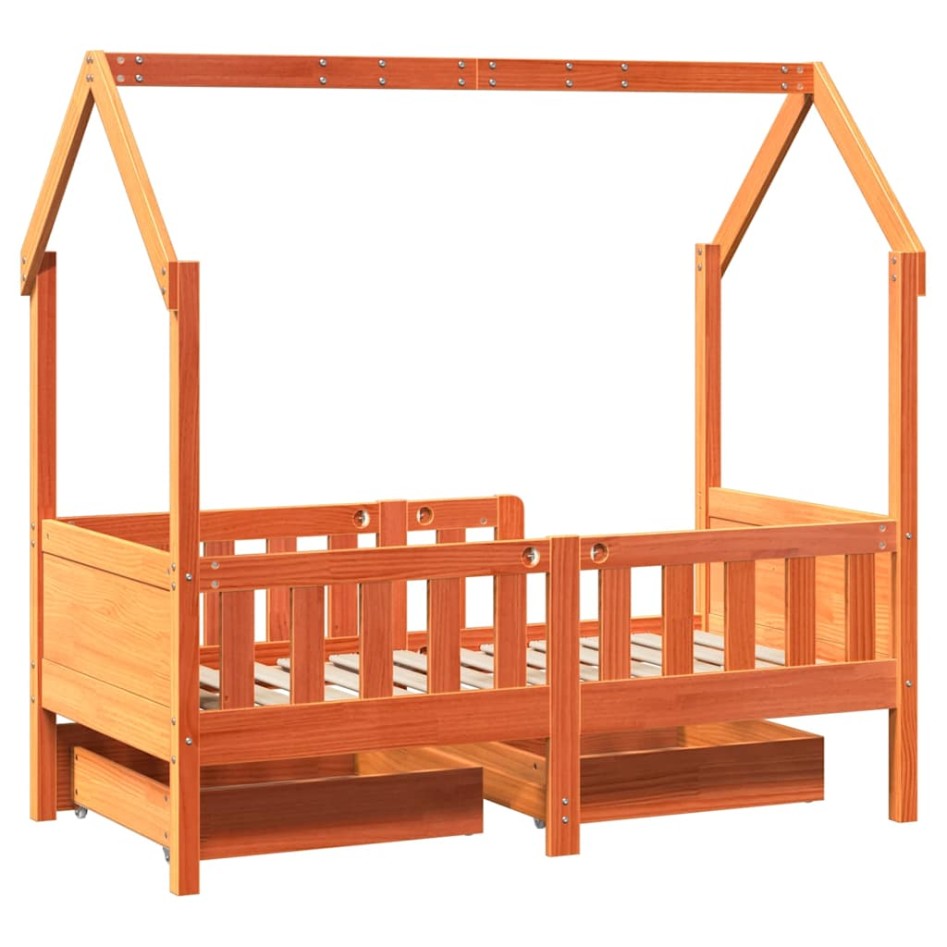 Estructura de cama para niños con cajones madera pino 70x140