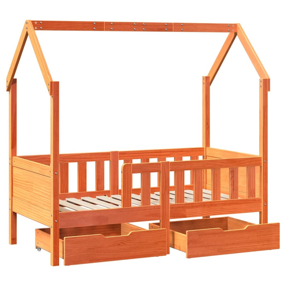 Estructura de cama para niños con cajones madera pino 70x140