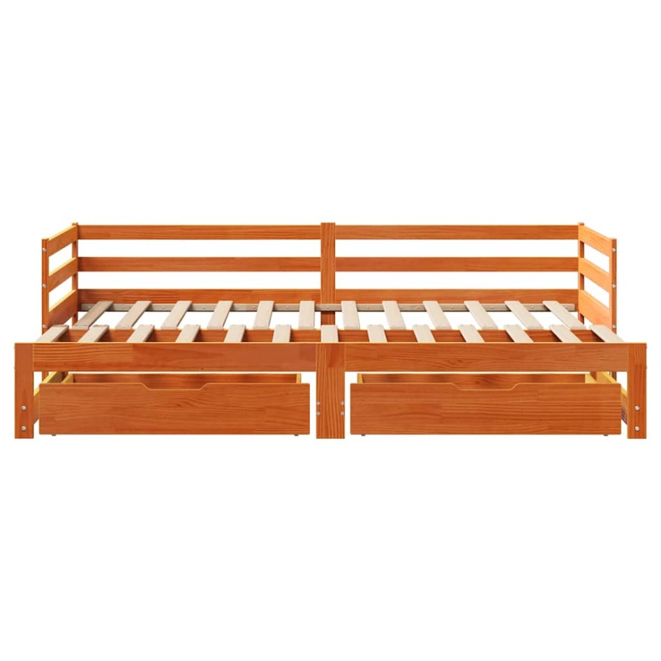 Sofá cama nido con cajones madera maciza de pino 90x200