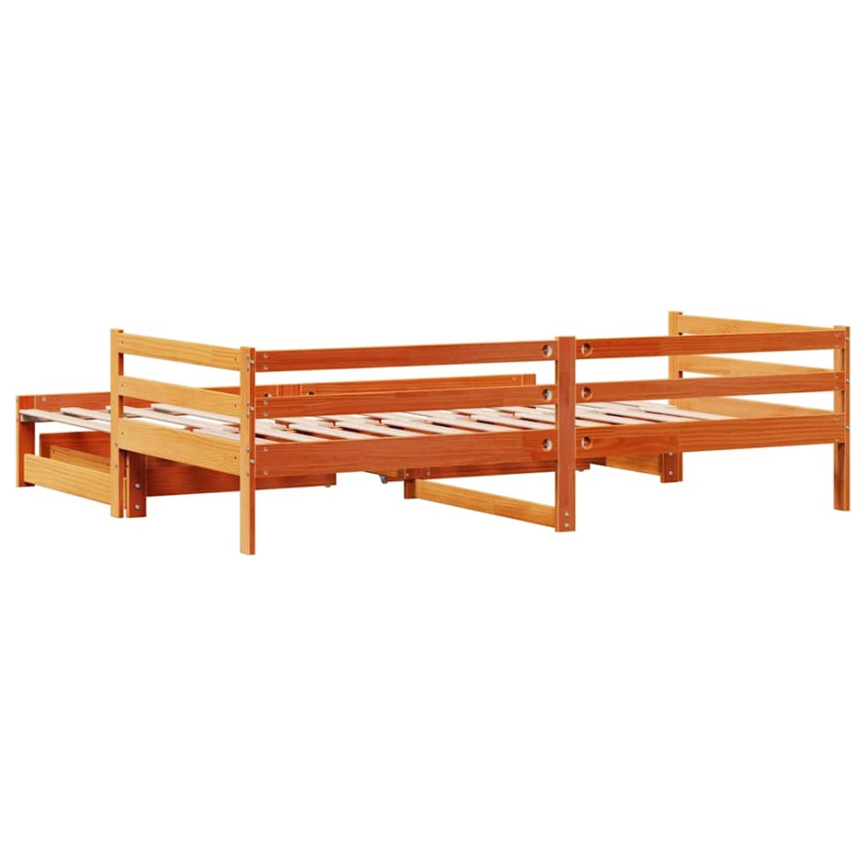 Sofá cama nido con cajones madera maciza de pino 90x200