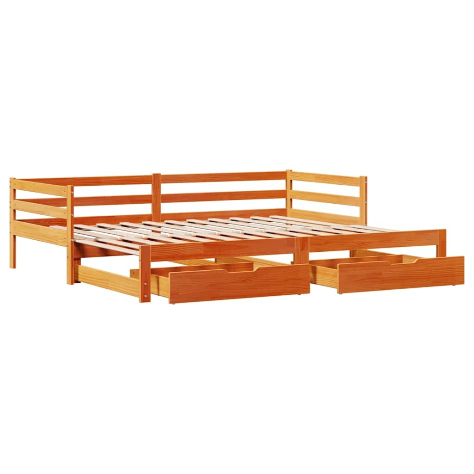 Sofá cama nido con cajones madera maciza de pino 90x200