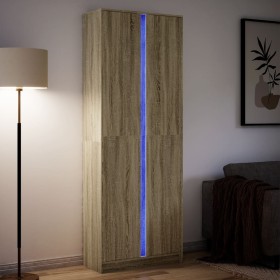 Aparador con LED madera ingeniería roble Sonoma 74x32,5x200