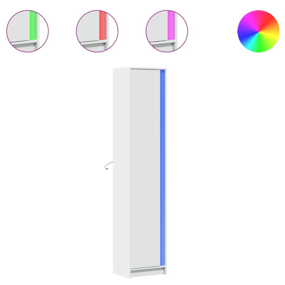 Aparador con LED madera de ingeniería blanco 41,5x32,5x200