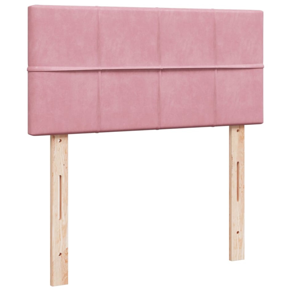 Cama box spring con colchón terciopelo rosa 90x190