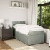 Cama box spring con colchón terciopelo gris claro 90x190