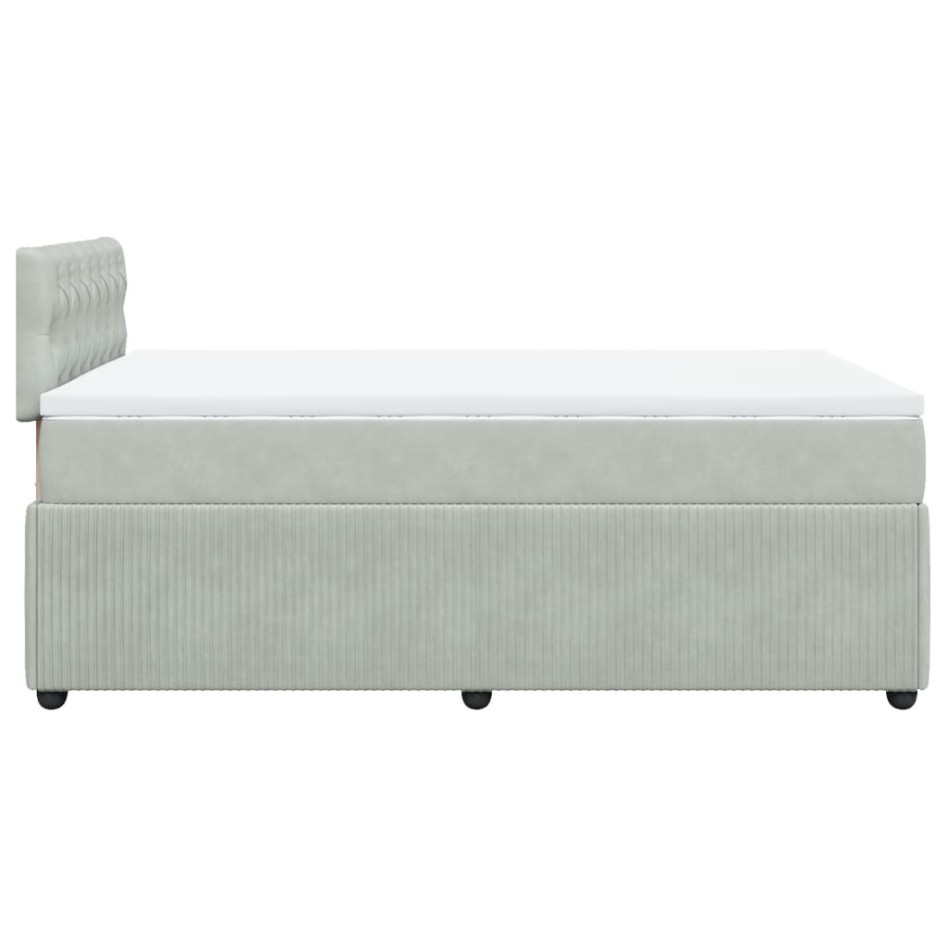 Cama box spring con colchón terciopelo gris claro 120x190