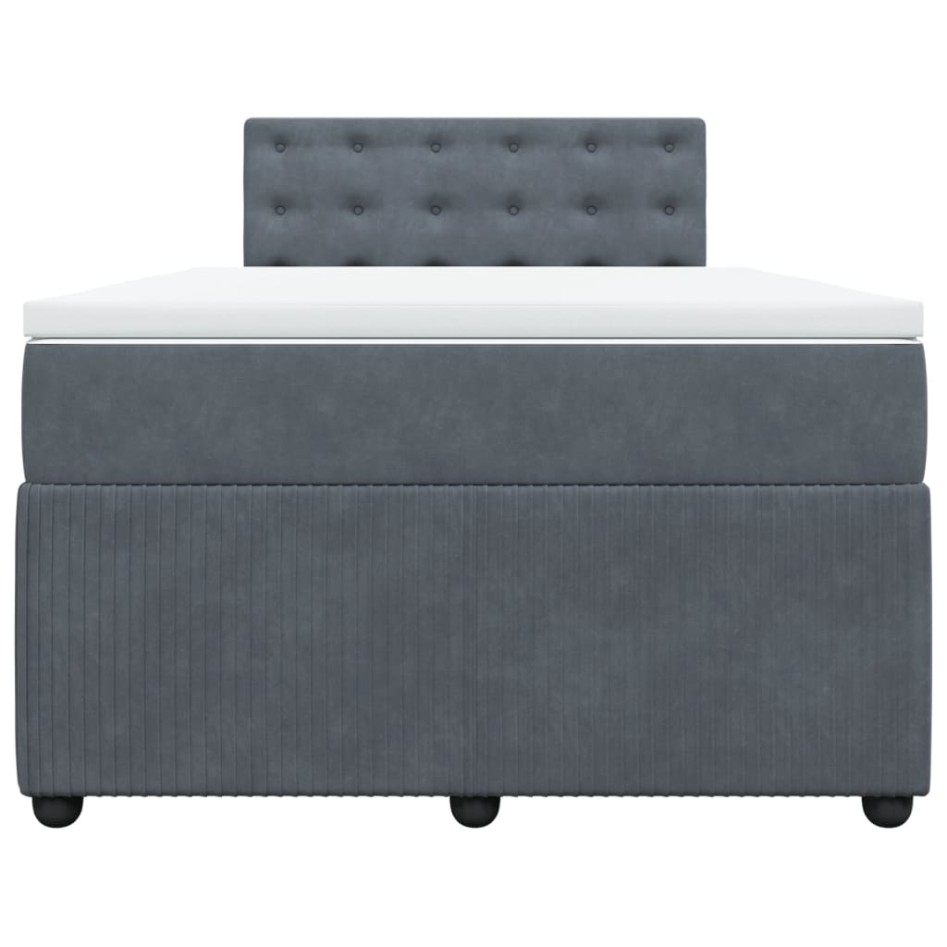 Cama box spring con colchón terciopelo gris oscuro 120x190