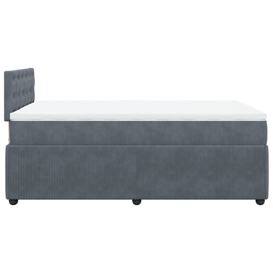 Cama box spring con colchón terciopelo gris oscuro 120x190